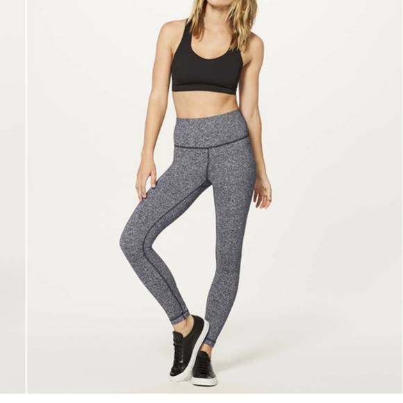 Lululemon Wunder Under High Rise 7/8 Tight Heathered Black Legging size 4 - Picture 3 of 9